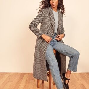 Reformation Houndstooth Long Coat